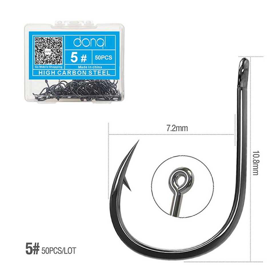 Thumbnail: 50pcs/ Box Fishing Hook With Loop Barbed Hook Circle Carp Carbon Steel Fishhook