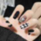 Thumbnail: 24Pcs checkerboard False Nails Wearable Fake Nails Full Cover Press On Square H