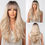 Thumbnail: Blonde White Highlight Wigs WIth Dark Roots Long Wavy Synthetic Hair Wigs for W