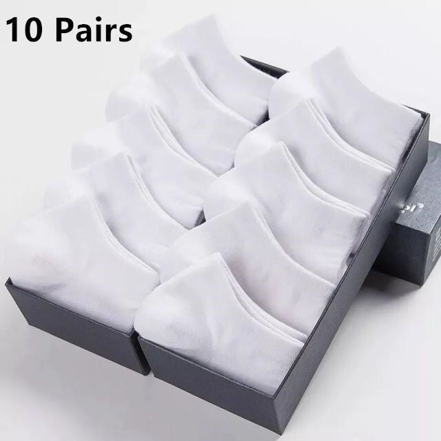 Thumbnail: 10 Pairs Men's Cotton Boat Socks New Style Black White Grey Business Men Stocki