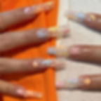 Thumbnail: 24pcs Simple Style Nail Art Colorful Lines Fake Nails In Shape Of Water Drop Pr