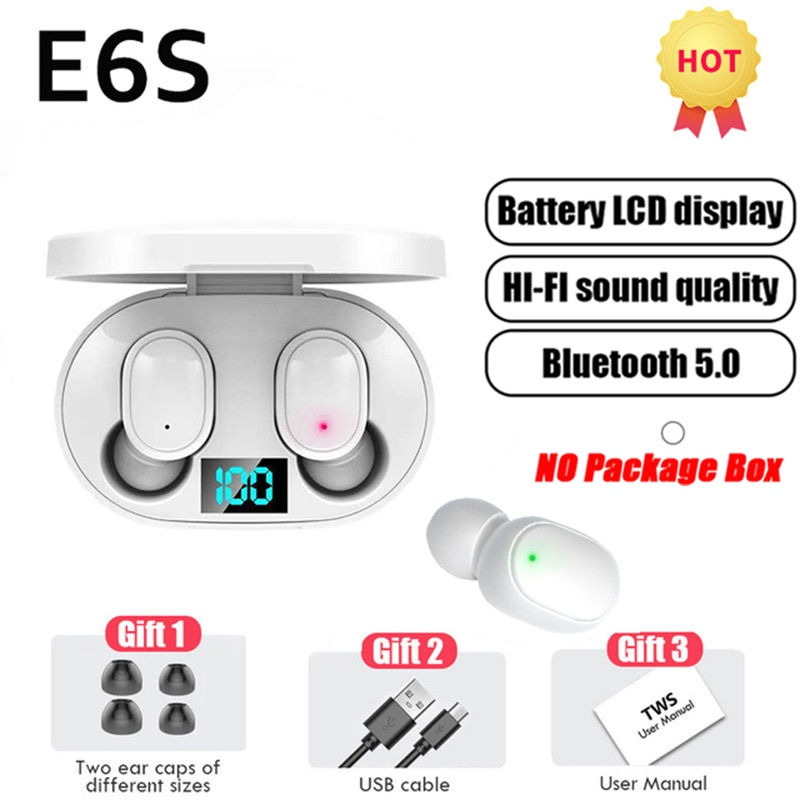 Thumbnail: TWS E6S Bluetooth Earphones Wireless bluetooth headset Noise Cancelling Headset
