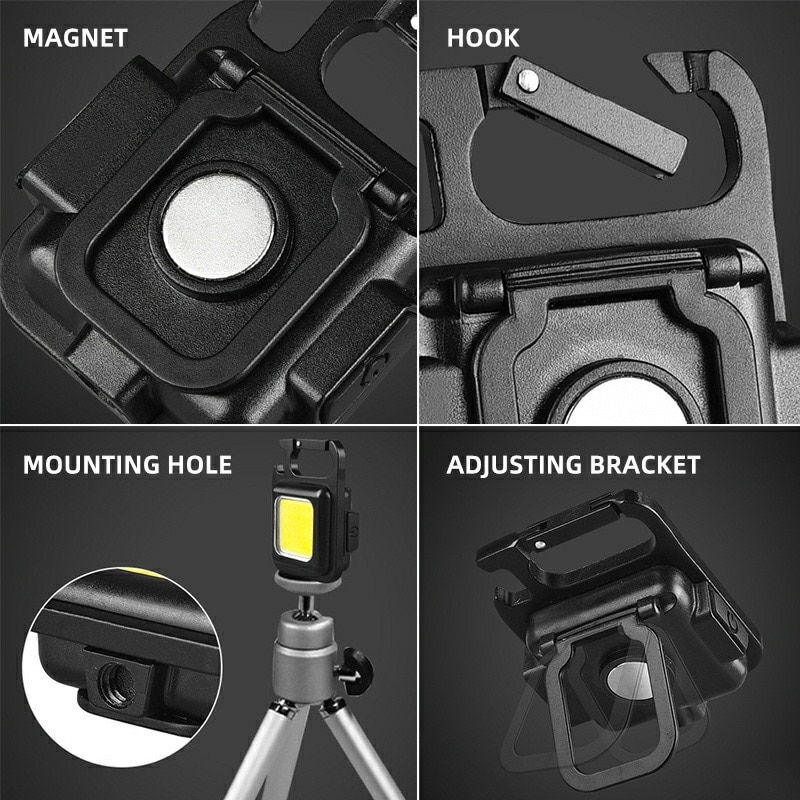 Thumbnail: 10PCS Mini LED 1800LM Flashlight Keychain Multifunctional Portable COB Camping 