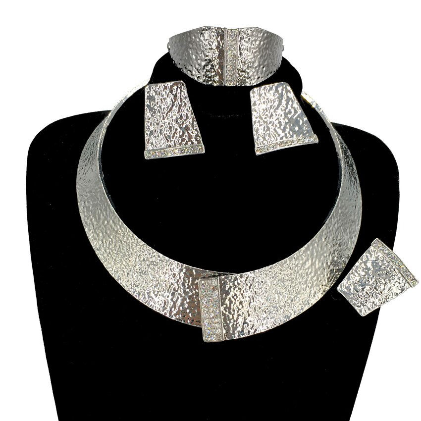 Thumbnail: Newest Italian Gold Plated Jewelry Set Woman Iarge Choker Necklace Earrings Ban