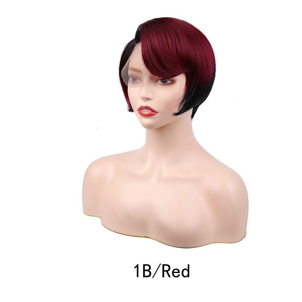 Thumbnail: Pixie Cut Brown Wigs Short Bob Straight Red Wig Full Machine Made Ombre Blonde 