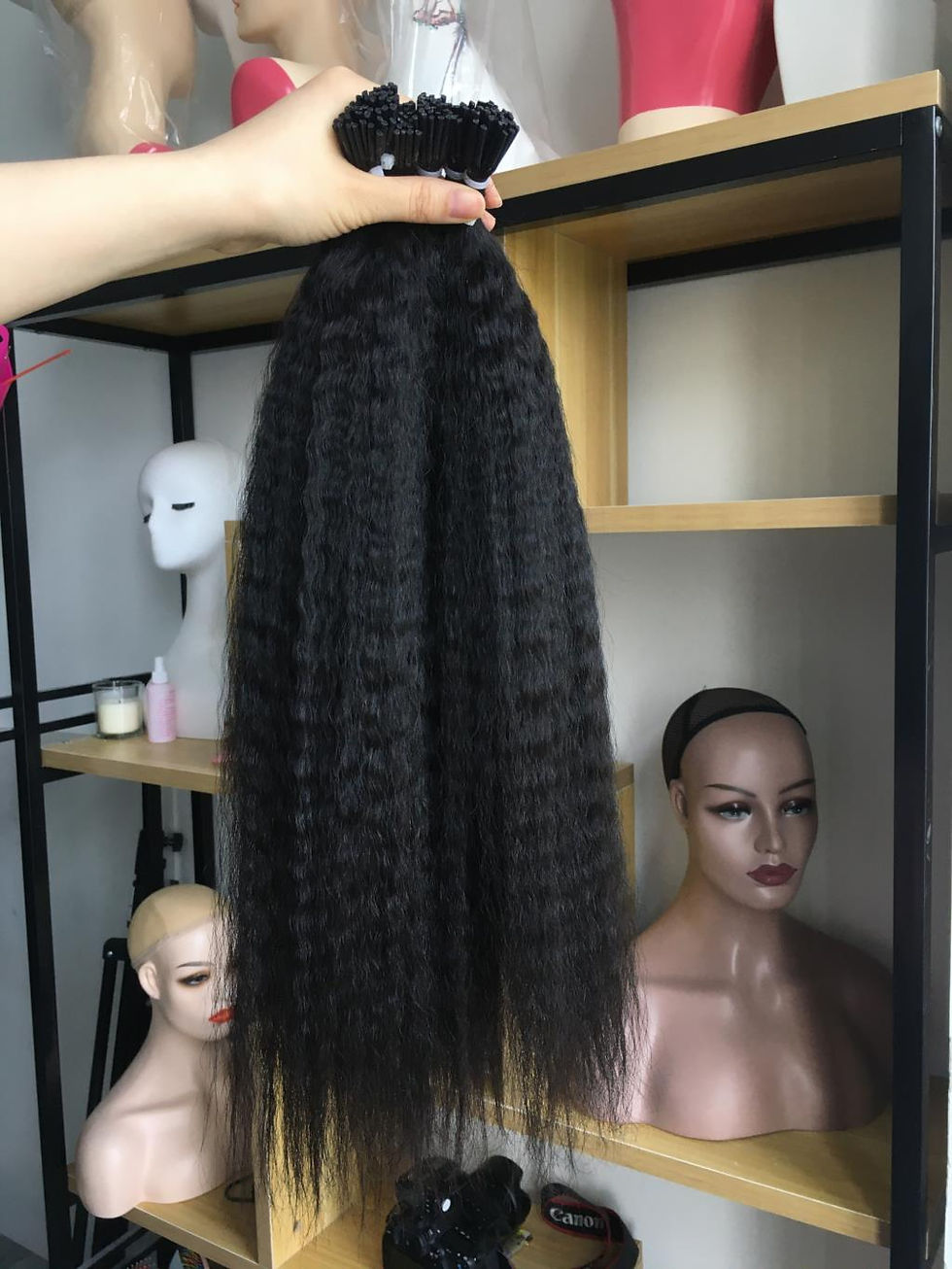 Thumbnail: Microlink Hair Extensions Itips Microlink Human Hair Kinky Straight Hair with F