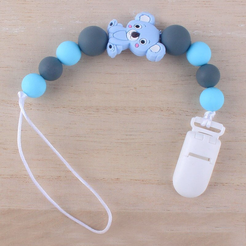 Thumbnail: Cartoon Animal Silicone Beads Teething Pacifier Clips Baby Pacifier Holder Dumm