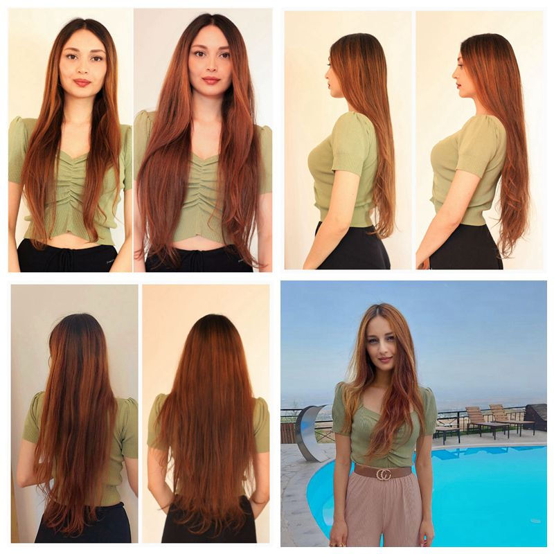Thumbnail: Blonde Hair Extension Clip In Hair Extension Human Hair Natural Mega Hair Tic T