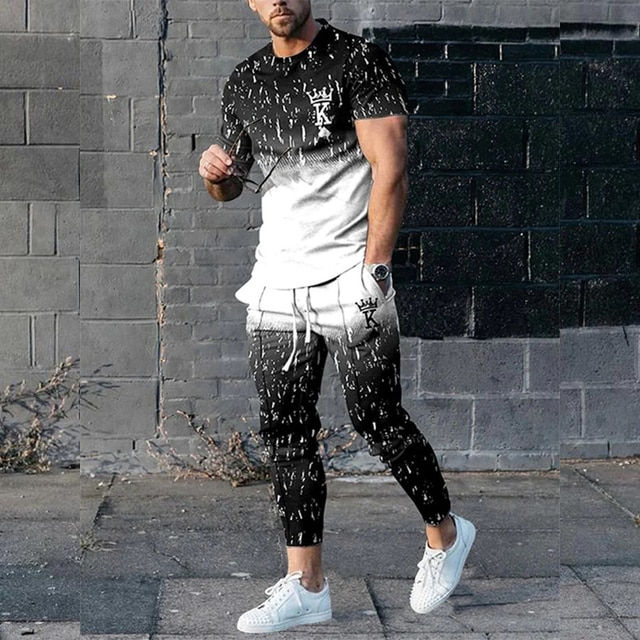 Thumbnail: 2023 Fashion Men Tshirt Suit Tracksuit 3D Printed Sportswear Short Sleeve T-shi