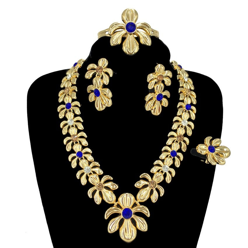 Thumbnail: New In Fashion Italian Gold Plated Necklace Earrings Bracelet Ring Luxury Ladie