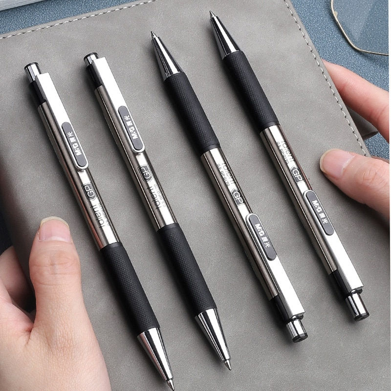 Thumbnail: Retractable Stainless Steel Ballpoint Gel Pens,0.5mm Fine Point Bullet Tip Blac