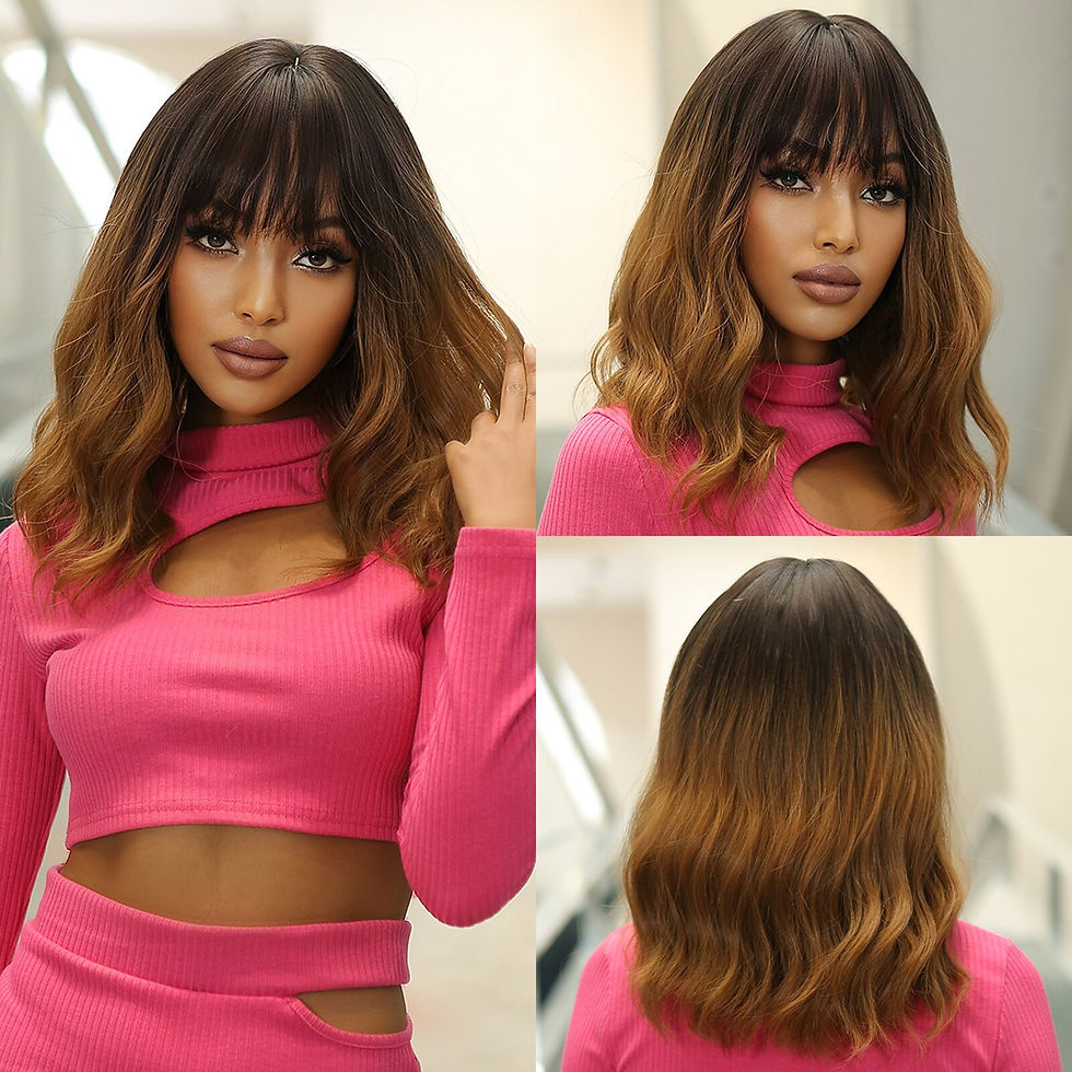 Thumbnail: Short Wavy Bob Wigs For Women Brown Bob Wig Synthetic Natural Wig For Girl Dail