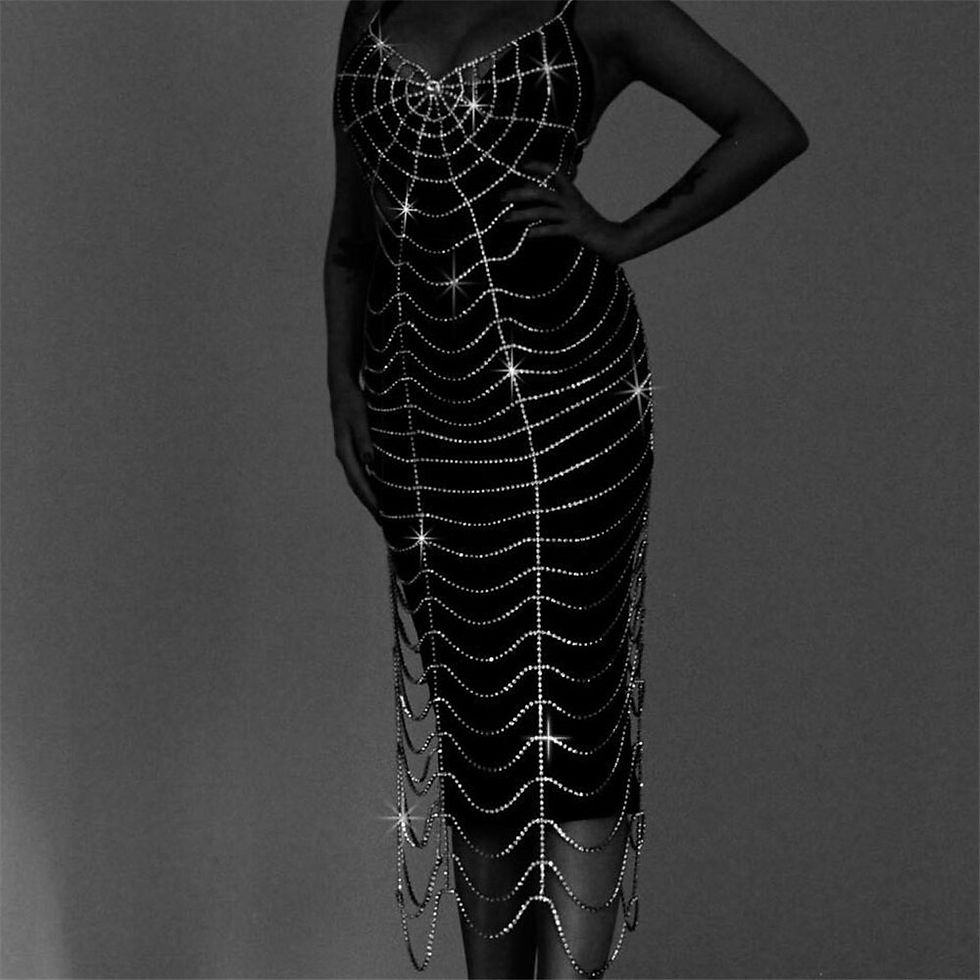 Thumbnail: 2022 New Luxury Multilayer Rhinestone Fringe Body Chain Ladies Fashion SuperFla
