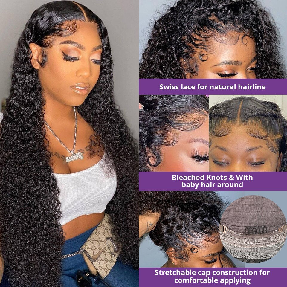 Thumbnail: 13x6 Hd Lace Frontal Wig Curly Human Hair Wigs For Women Full 360 Lace Wig Deep