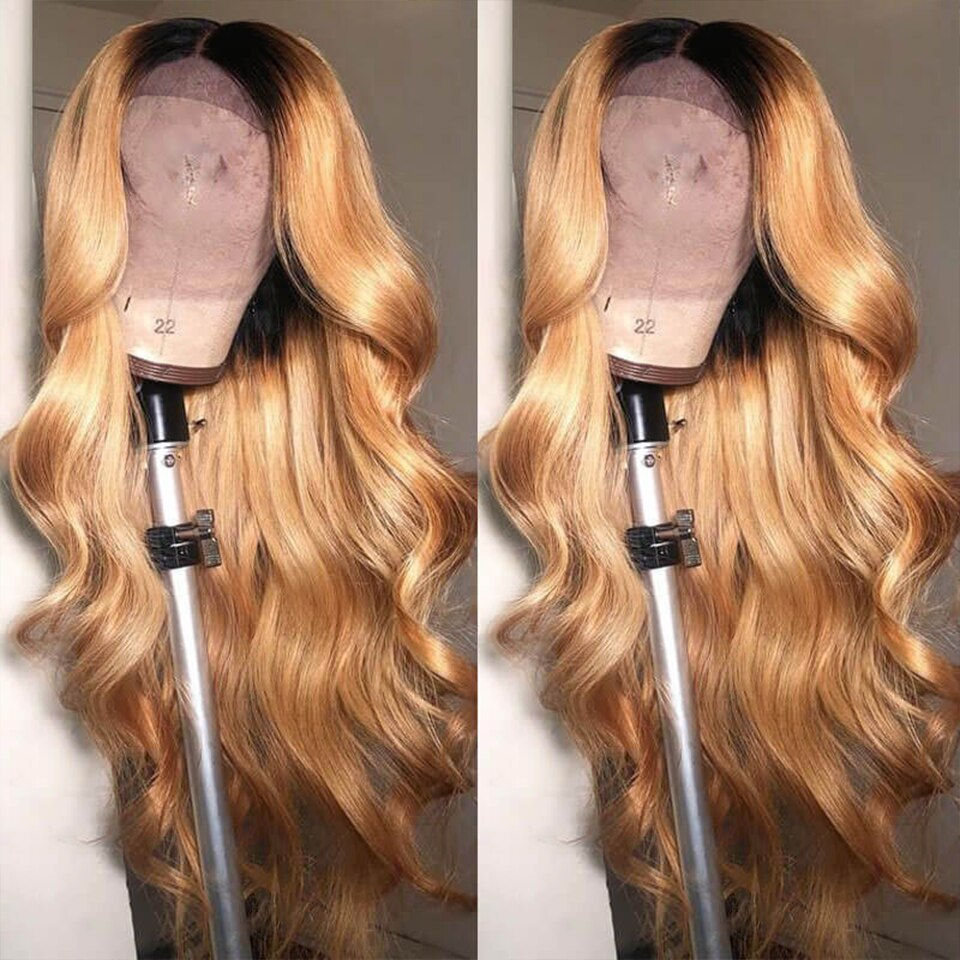 Thumbnail: Soft 26 “Long 23A Grade Jewish Wig Highlight Ombre Blonde Wave Full Lace Wig 4x