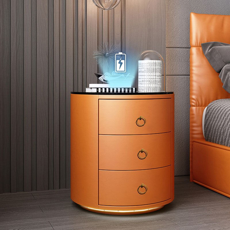 Thumbnail: Round Bedside Table Nightstands Intelligent Password Fingerprint Wireless Charg