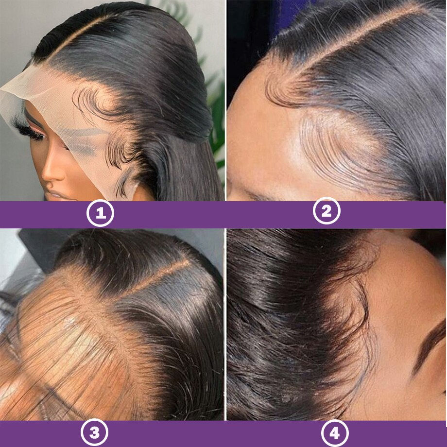 Thumbnail: 30 40 Inch Bone Straight Lace Front Human Hair Wigs For Women 13x6 Hd Transpare