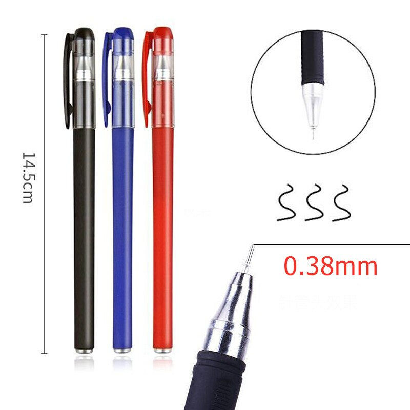 Thumbnail: 3 Gel Pens + 50 Refills Set 0.38mm Black Blue Red Ink Bulk Pens Thin Tip Journa