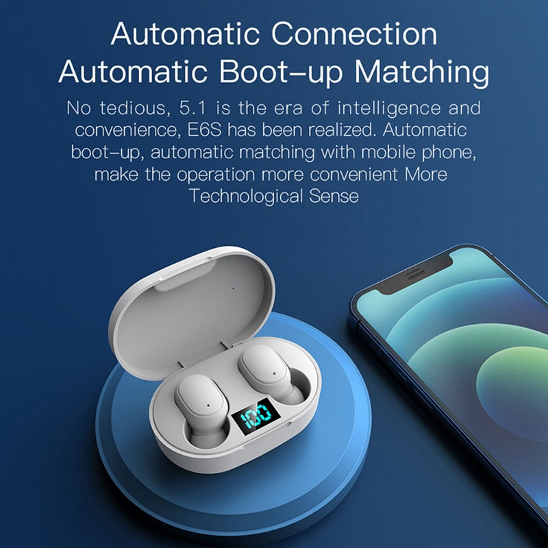 Thumbnail: TWS E6S Fone Bluetooth Earphones Wireless Headphones LED Display Noise Cancelli