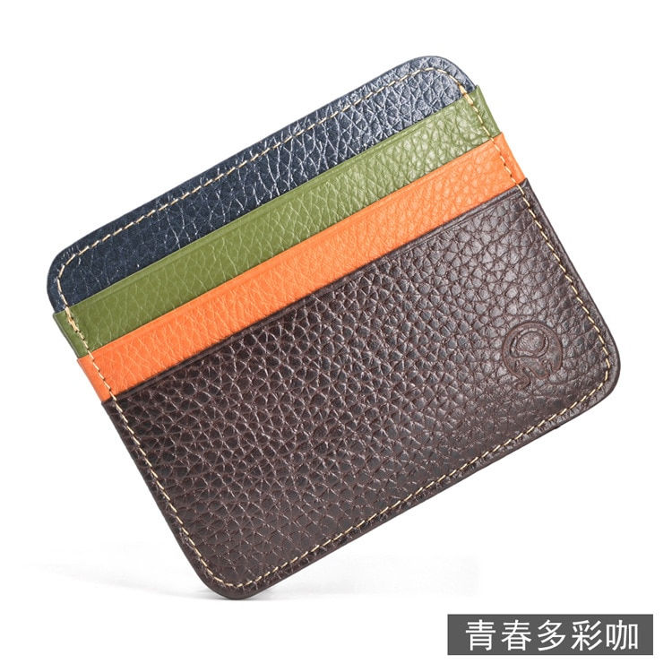 Thumbnail: Retro First Layer Genuine Leather Card Bag with 7 Card Slot Super Thin 100% Rea