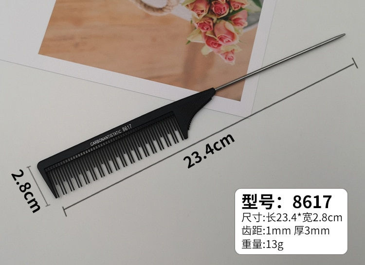 Thumbnail: Professional Hair Tail Comb Salon Cut Comb Styling Stainless Steel Spiked Salon