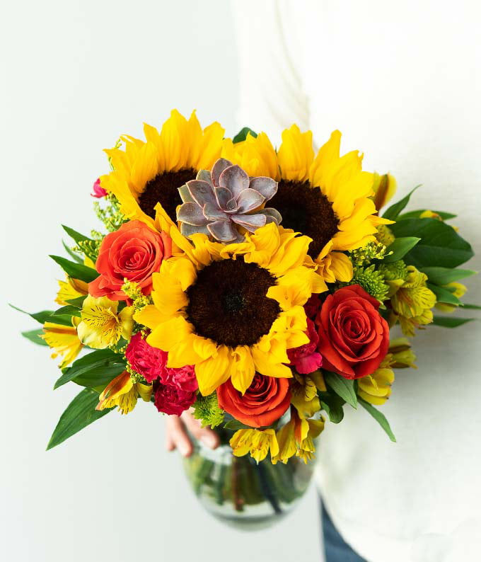 Thumbnail: Sweetest Sunflower Succulent Bouquet (Fresh Flowers)