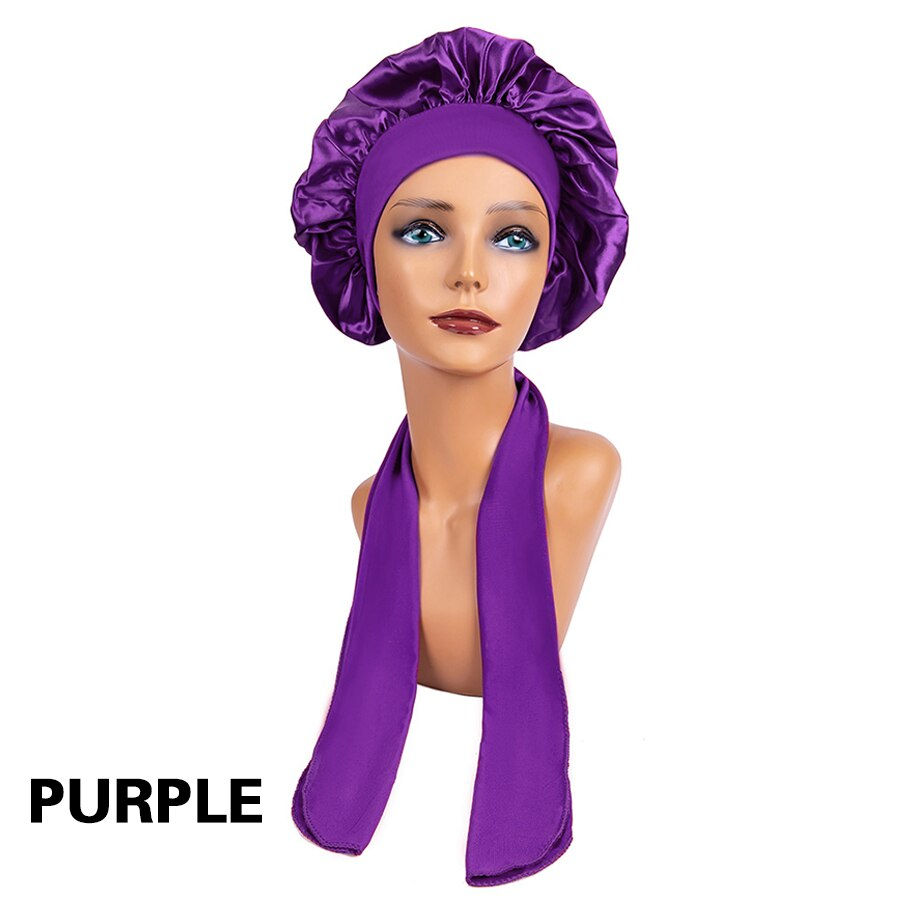 Thumbnail: Cheap Silk Bonnet Satin Bonnet Hair Bonnet Stretch Solid With Wide Ties Satin H