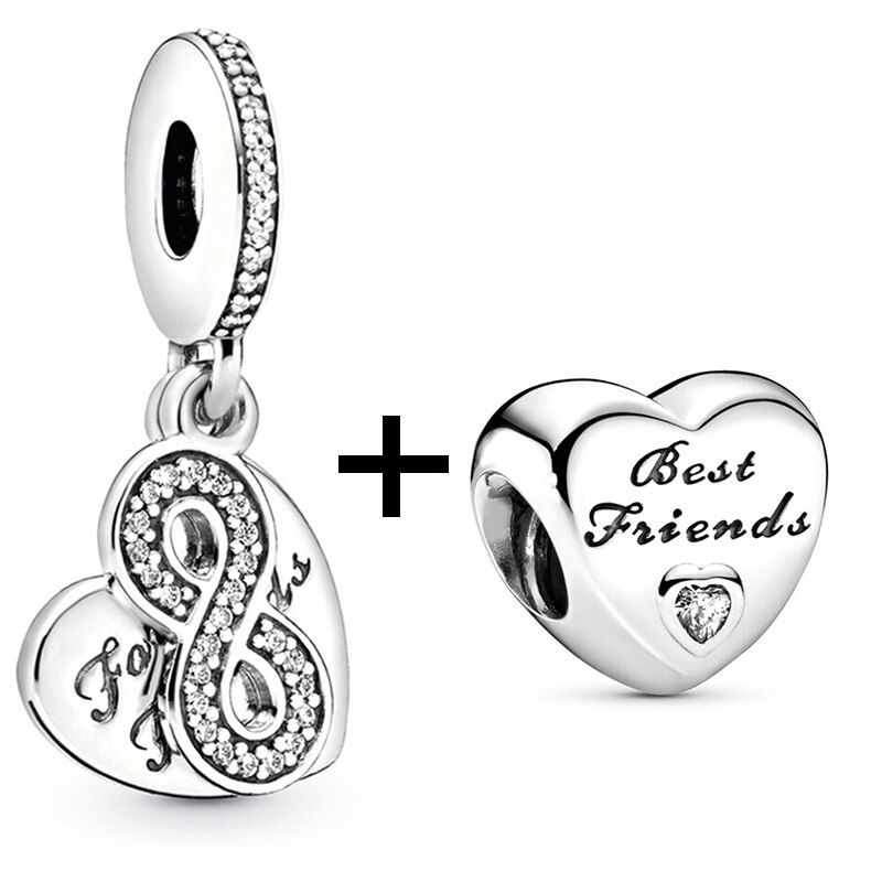 Thumbnail: 2Pcs New Hot Sale Silver Color Feather Star Hollow Heart Star Beads Fit Origina