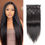 Thumbnail: Light Yaki Clip In Human Hair Extensions Seamless Yaki Straight Clip Ins 12-24"