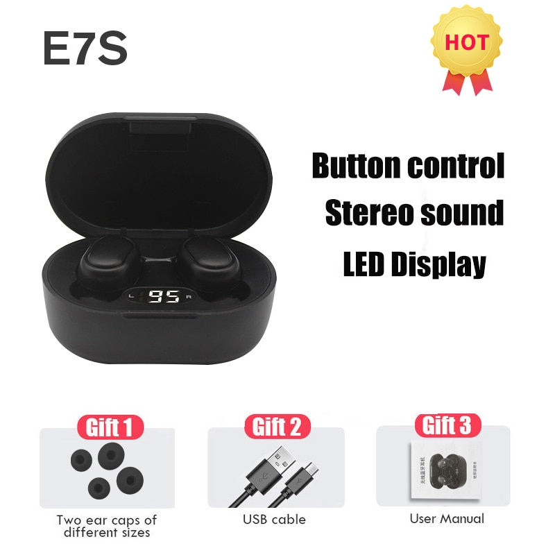 Thumbnail: E7S Tws Wireless Headphones Bluetooth Earphones bass Headsets with Mic Sport No