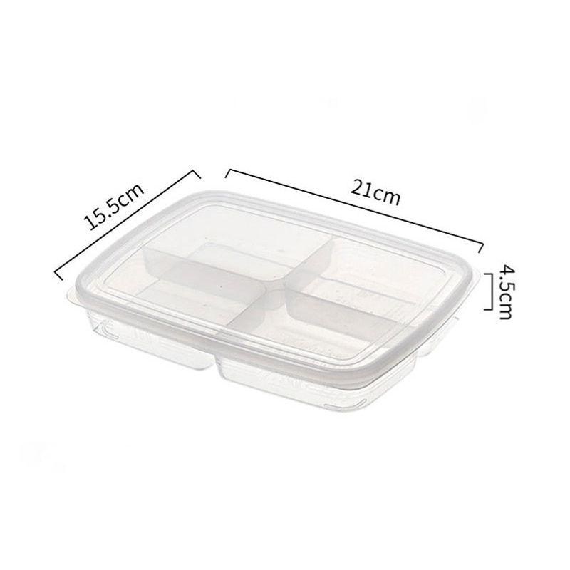 Thumbnail: 4 Grids Food Storage Box Container Fruit Vegetable Refrigerator Freezer Organiz