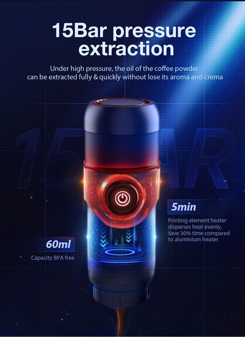 Thumbnail: HiBREW Portable Coffee Machine for Car & Home,DC12V  Expresso Coffee Maker Fit 