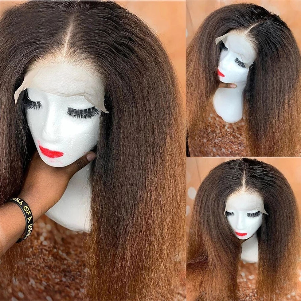 Thumbnail: Soft Long Ombre Honey Blonde 28inch 180Density Yaki Kinky Straight Lace Front W