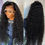 Miniature : Soft Natural Black 180%Density 26Inch Long Kinky Curly Preplucked Lace Front Wi