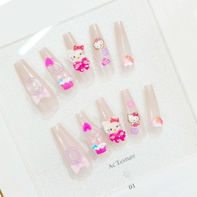 Thumbnail: New Y2k False Nail Kitty Cat Kuromi Melody Cool European and American Spice Gir