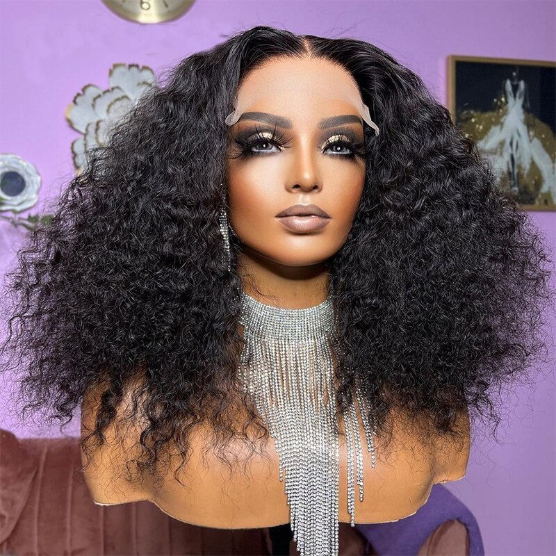 Thumbnail: Soft 180%Density 14Inch Natural Short Bob Kinky Curly Lace Front Wig For Women 