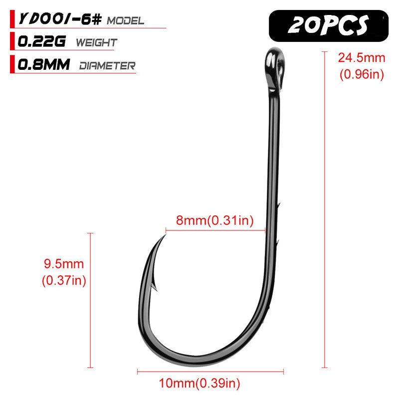 Thumbnail: 20Pcs Fishing hooks Sharp carbon steel hook barbed Suitable for shrimp earthwor