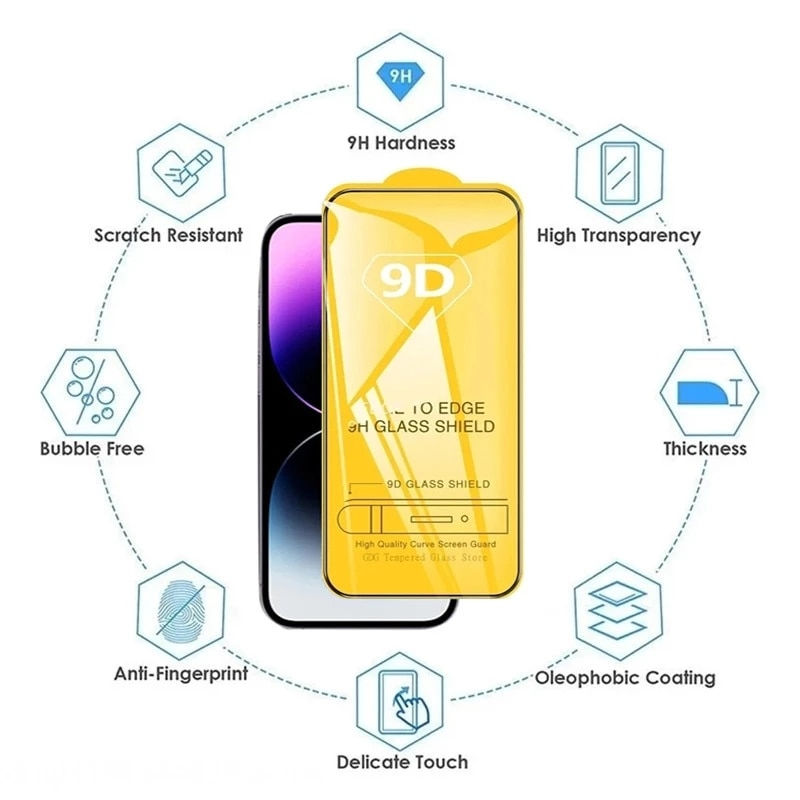Thumbnail: 5PCS 9D Protective Glass Screen Protector for iPhone 14 13 12 11 Pro Max Mini 7