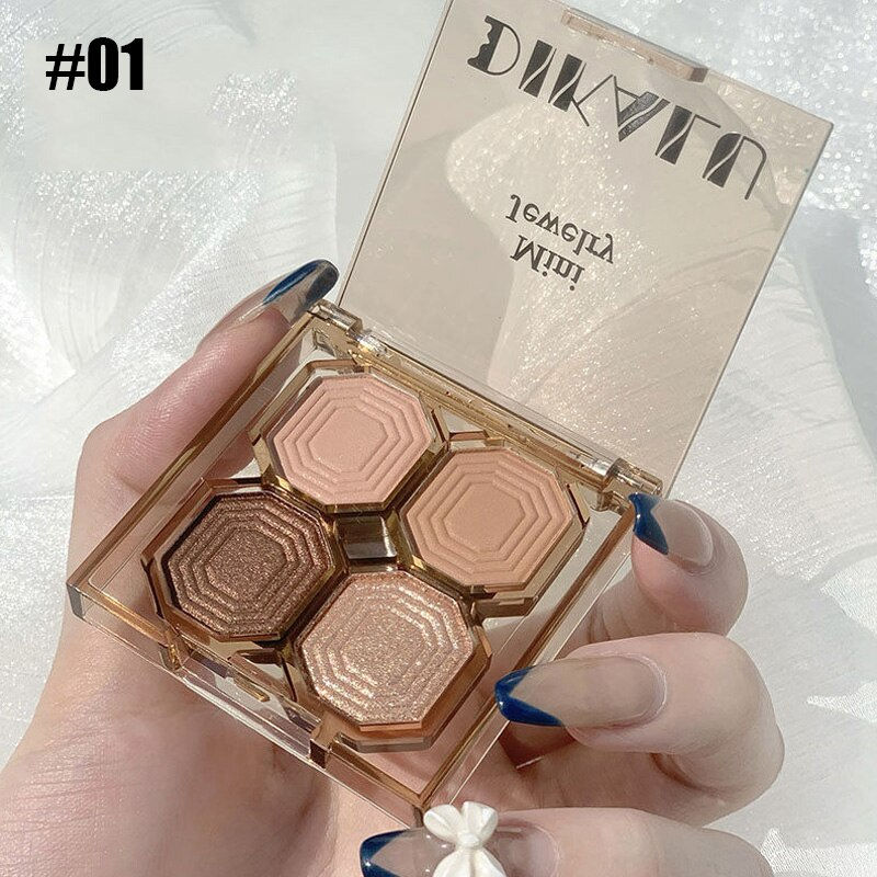 Thumbnail: 4Colors Shimmer Matte Eyeshadow Palette Eyeshadow Primer Waterproof Nude Eye Pi