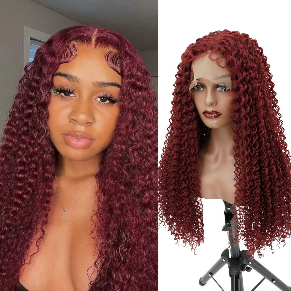 Thumbnail: 99J Red Kinky Curly Synthetic Lace Wigs For Women Pre Plucked With Baby Hair La