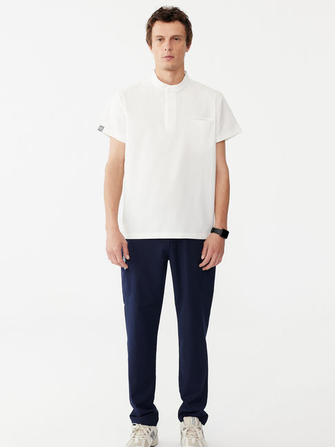 Sar Infinity Quantum Beyaz Erkek Scrubs Üst önden tam boy görünüm