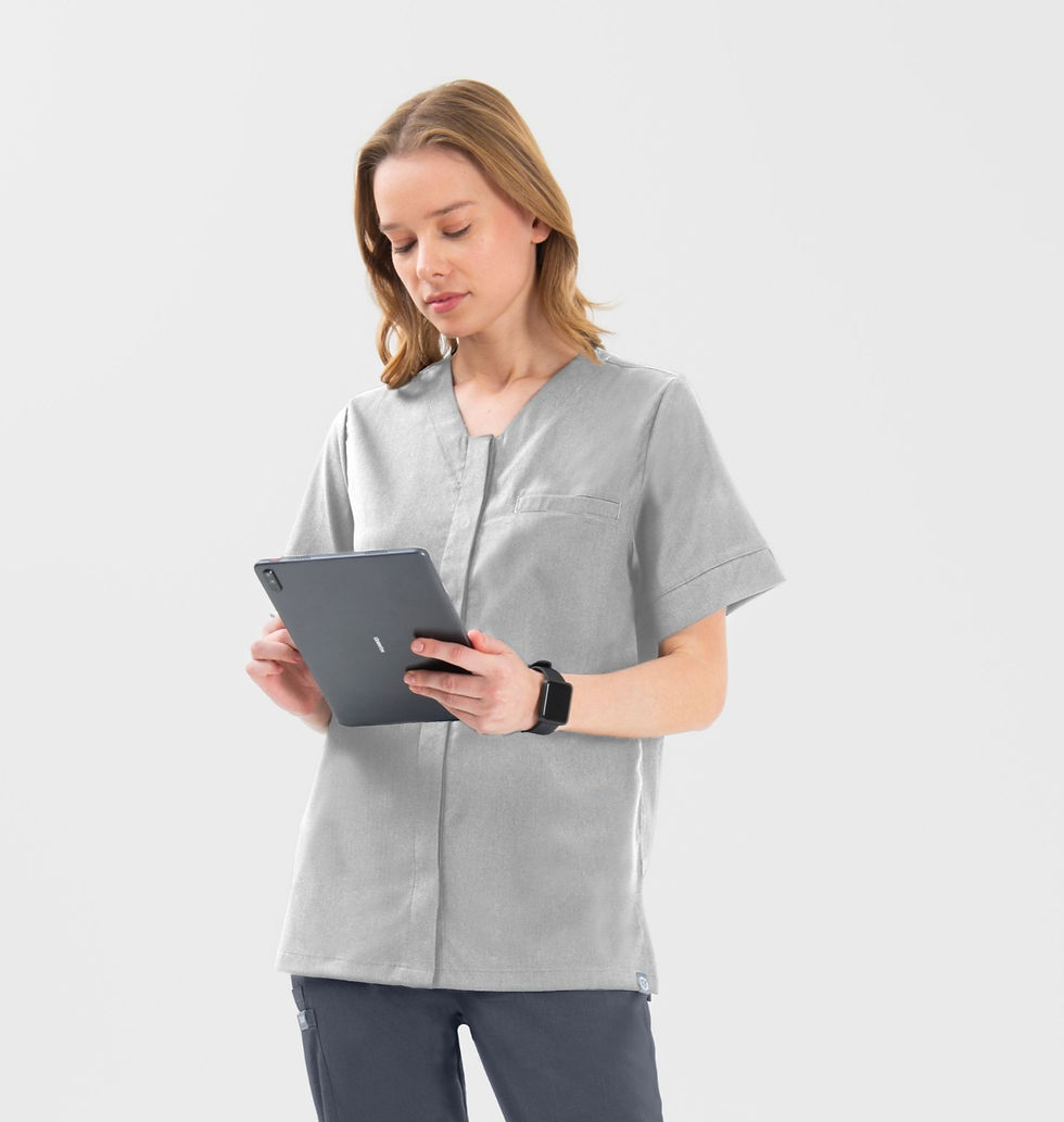 Refresh gri melanj kadın medikal üst – scrubs, önden görünüm