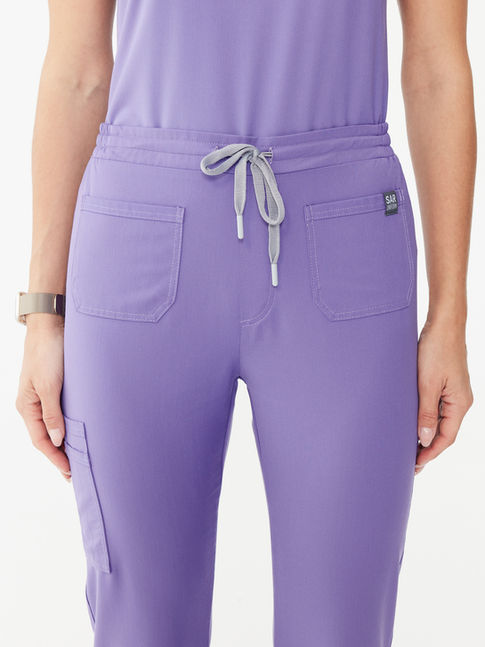 Sar Infinity Genom Eflatun Kadın Scrubs Takım bel ve cep detayı