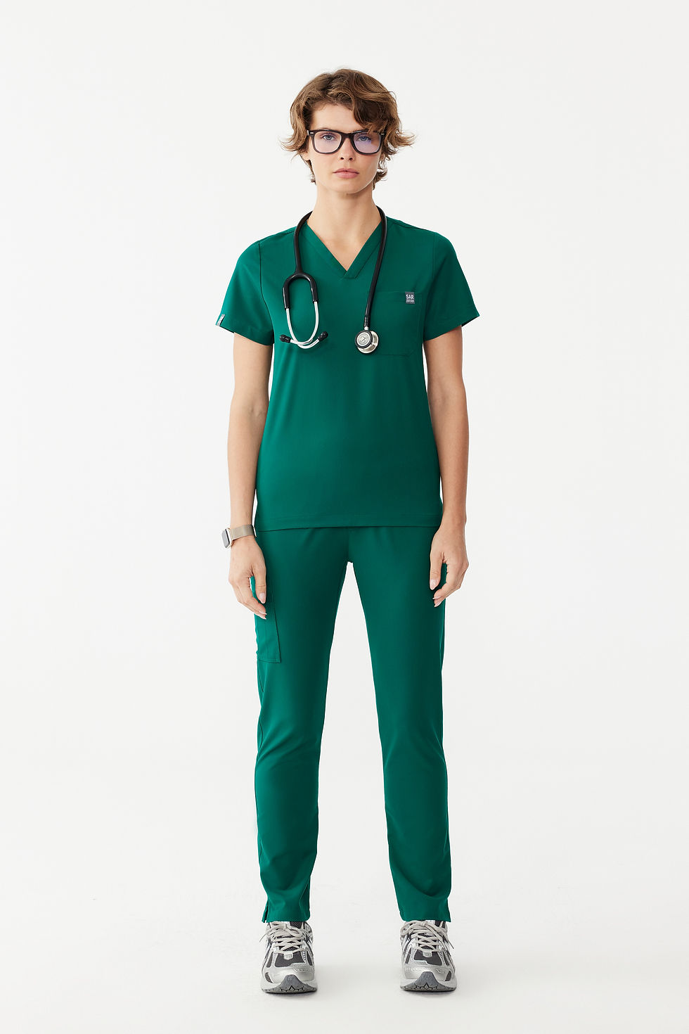 Sar Infinity Genom Alpine Green Kadın Scrubs Takım önden tam boy görünüm