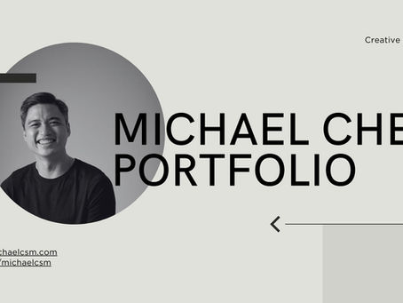 A picture of Michael Chen and a head stating that this is his creative portfolio.