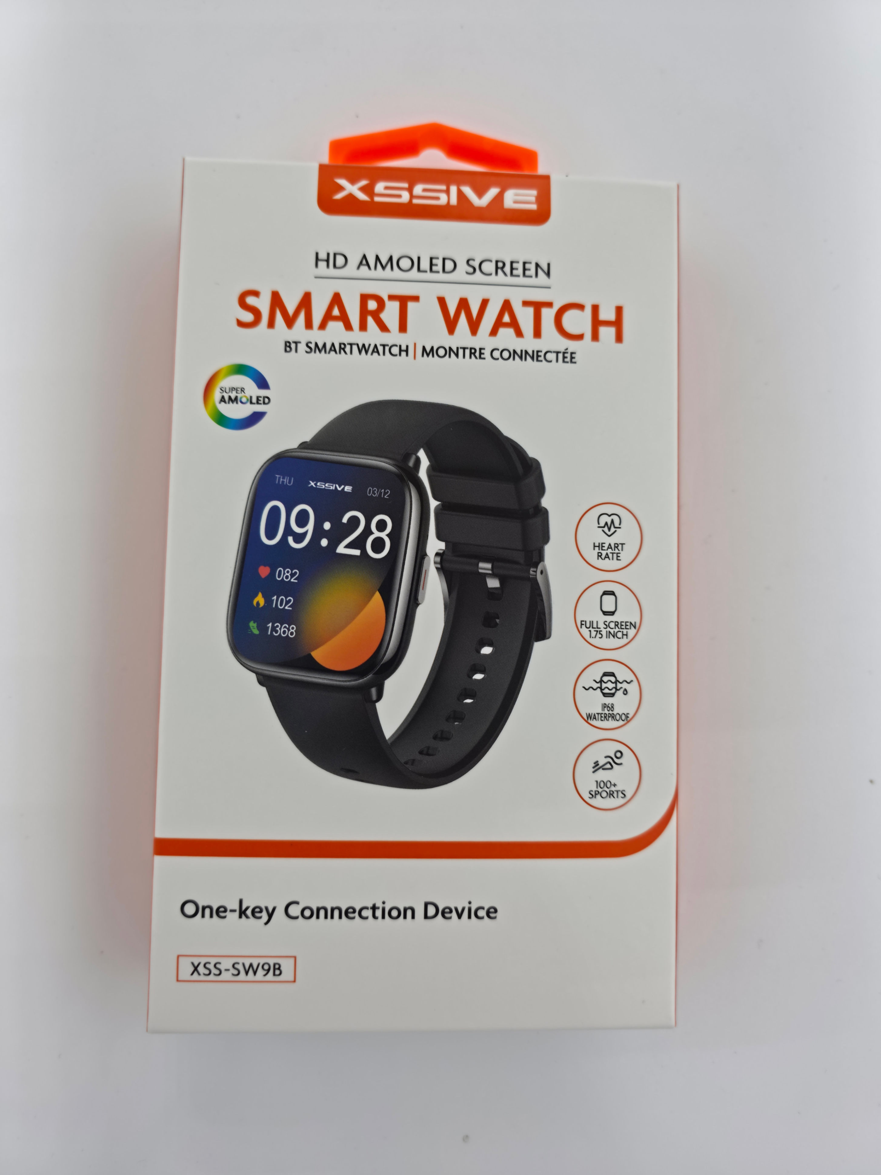 montre connectée xssive xss-sw9b montre avant noir