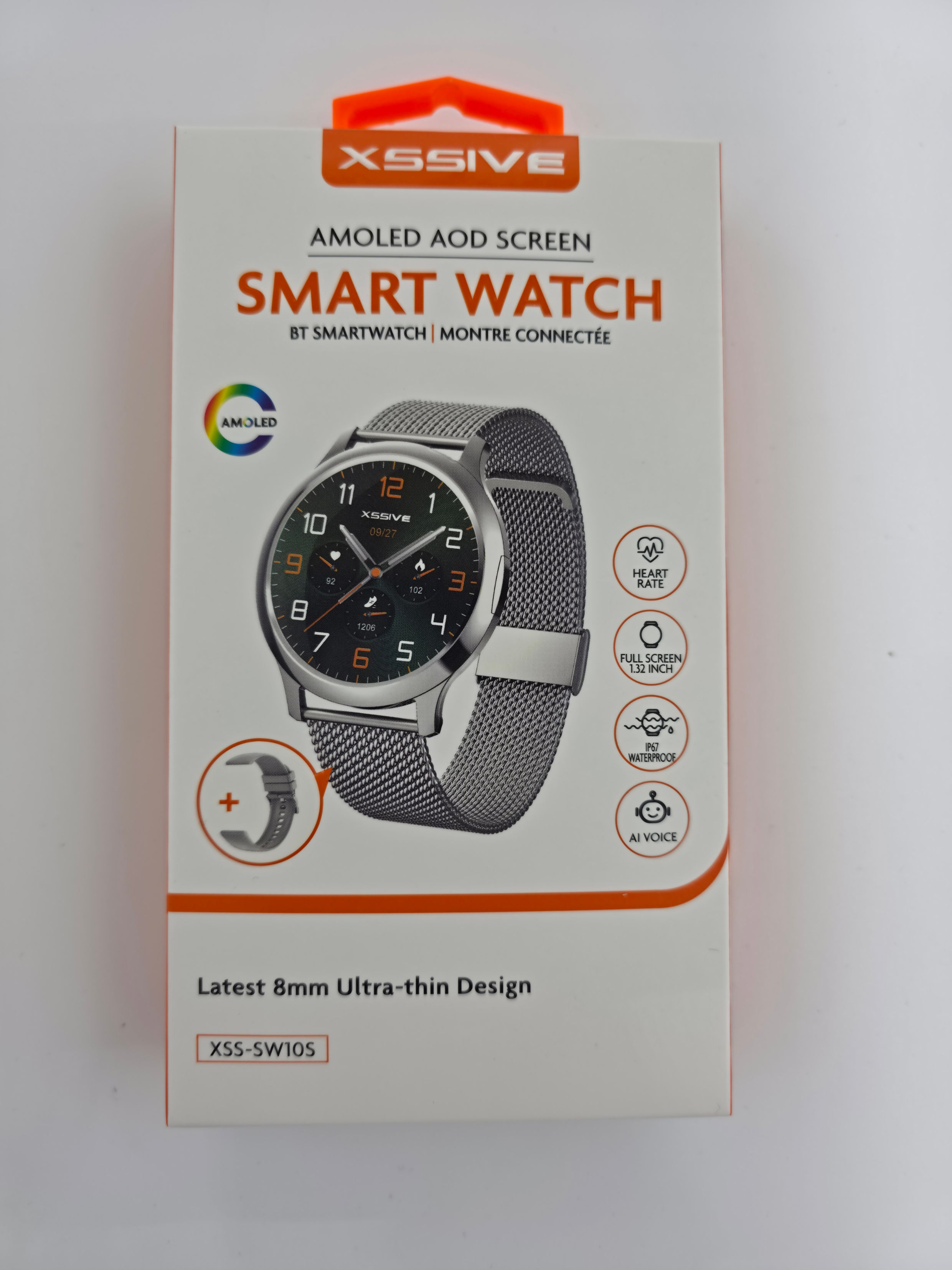 montre connectée xssive xss-sw10s montre avant argenté