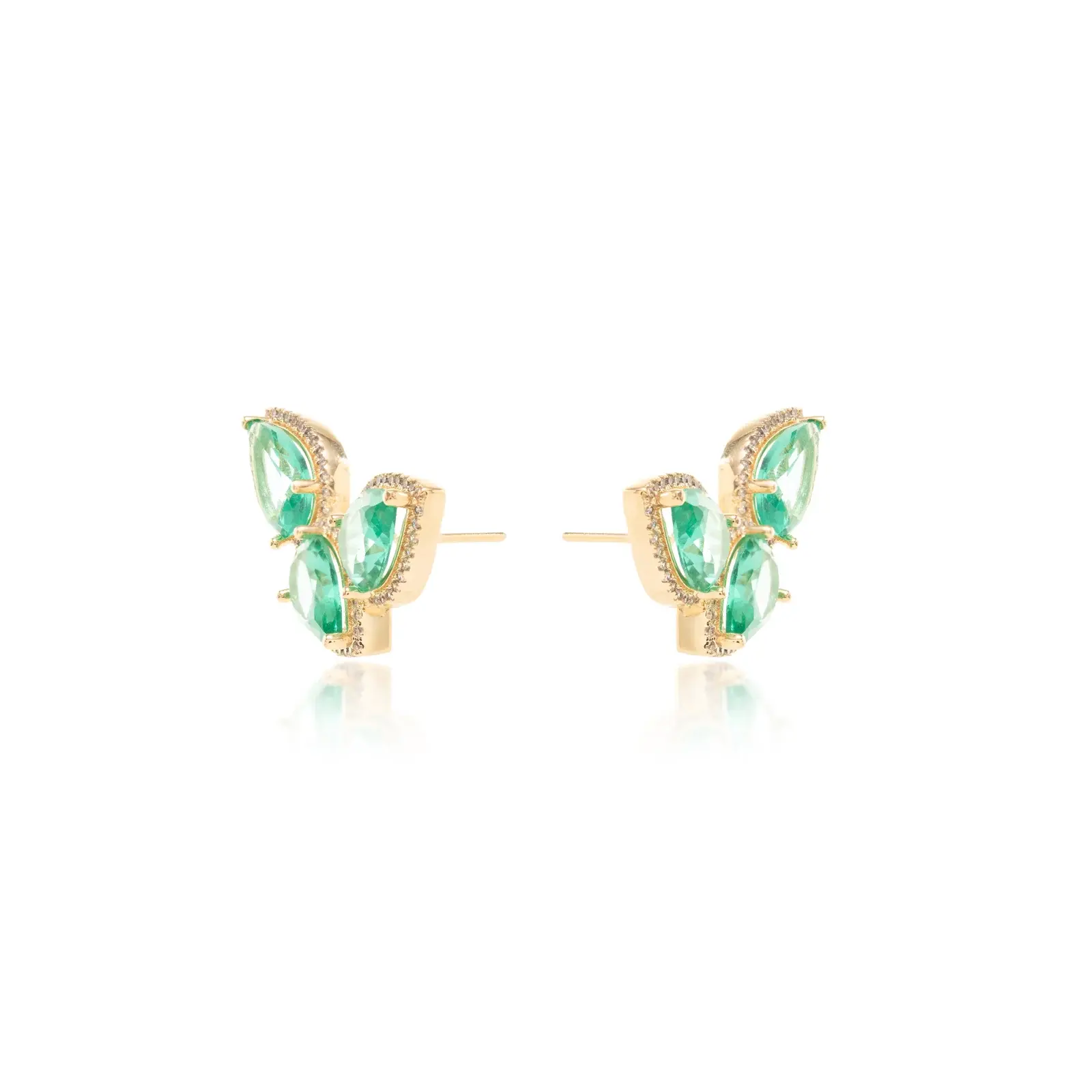 GREEN PARAIBA CRYSTAL AND WHITE  ZIRCONIA EARRINGS