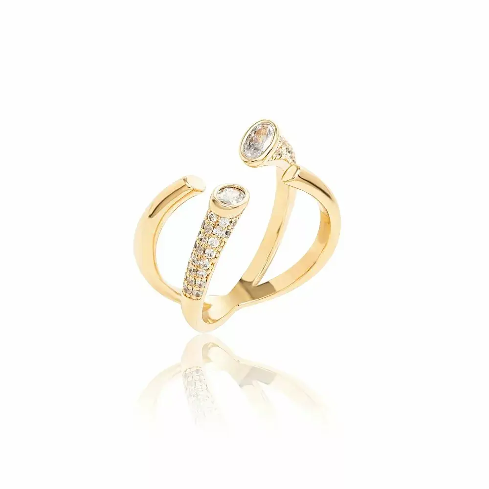 Anel de cristal dourado X