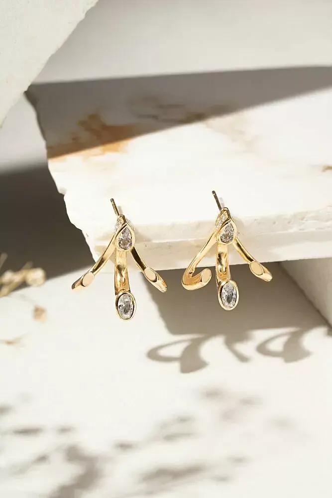 X Brincos de Cristal Dourado